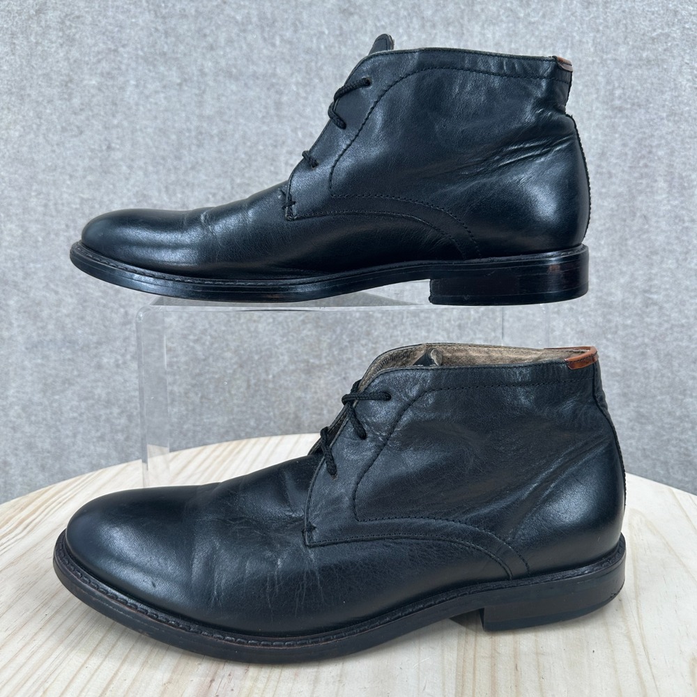 Steve Madden Beckon Chukka Boots Mens 9.5 Black Leather Lace Up Ankle Boot